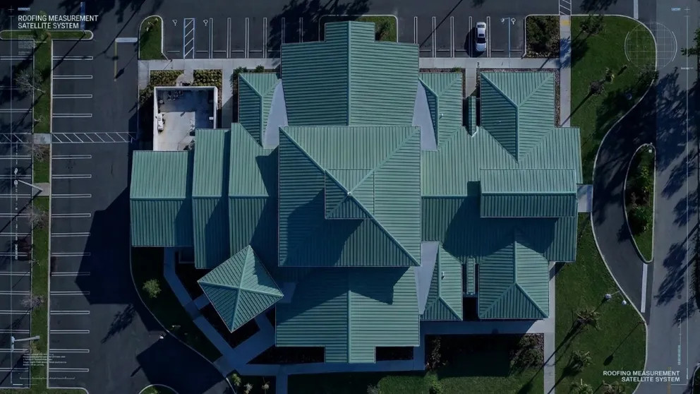 Satellite View of finished roofing replacement work